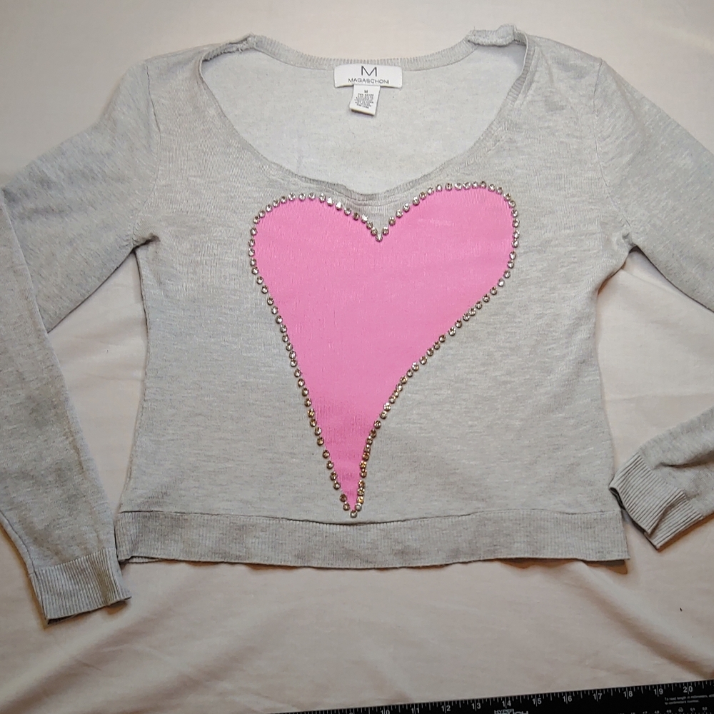 Magaschoni Pink Heart Surrounded by Substantial Size Rhinestones Medium - Picture 9 of 13